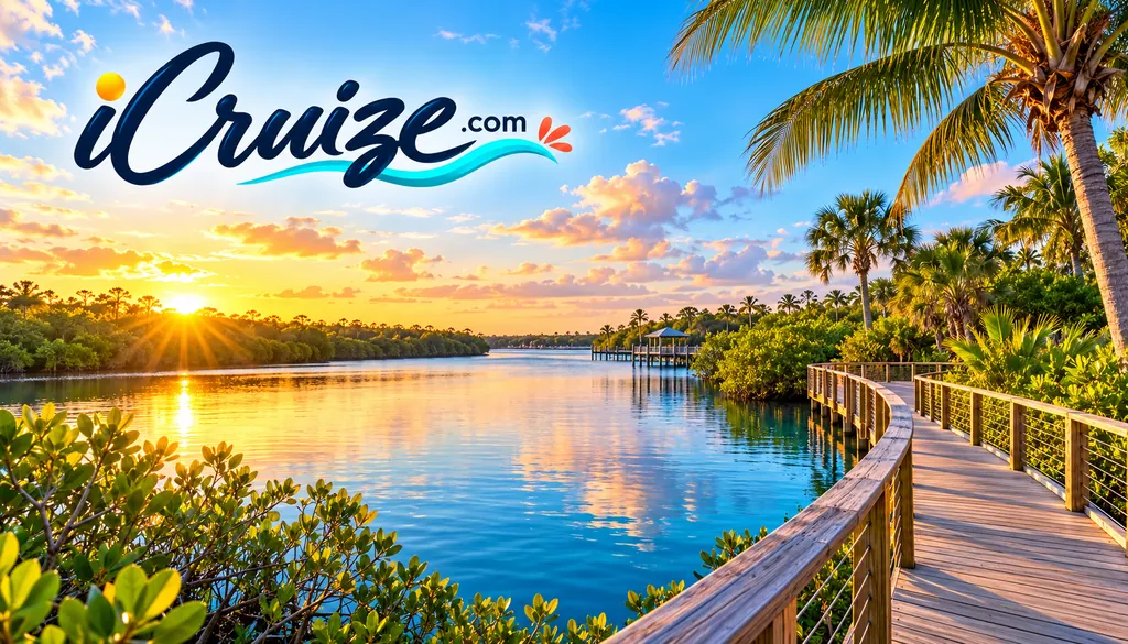 AI-created travel illustration inspired by Port St. Lucie, Florida, with iCruize.com branding